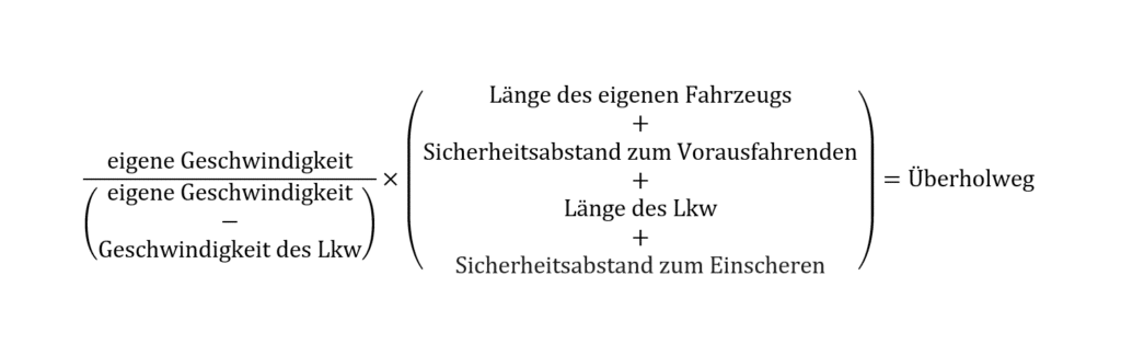 Formel: Überholweg an einer Straßenkuppe.